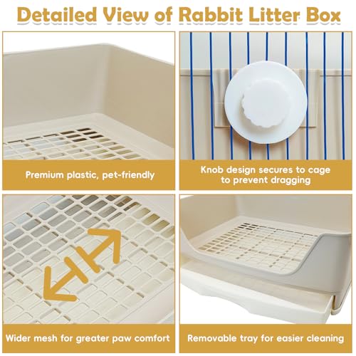 kathson 2PCS Large Rabbit Litter Box Trainer, Potty Corner Toilet with Drawer Bigger Pet Pan for Adult Hamster, Guinea Pig, Ferret, Galesaur, Bunny and Other Animals (Brown) - size: 2PCS, Brown