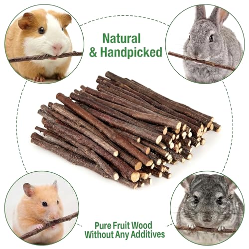 Sukh 340g Organic Apple Sticks - Natural Chew Sticks for Rabbits & Rodents | Small Animal Chew Sticks for Hamsters, Bunnies, Guinea Pigs, Gerbils, Squirrels and Chinchillas, Daily Enrichment and Gifts - size: 340g