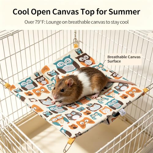 Rat Hammock - Small Animal Hanging Bed for Guinea Pigs | Machine washable, suitable for all seasons, space-saving hideout, durable canvas, sturdy metal clips, pet-safe material