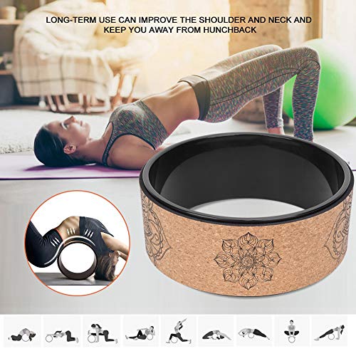 High Density PU Rubber Yoga Wheel for Stretching and Flexibility to Help Back Aches and Tension, Tear, Flexible Roller Designed, Extend Premium Back Roller - color: Black inner ring