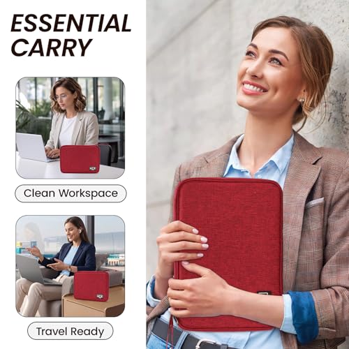 Cable Organizer Bag, Electronics Organizer Case for Tech Accessories | Store chargers, cables, power banks and adapters with elastic loops, mesh pockets and organized compartments for travel. - color: red, size: L