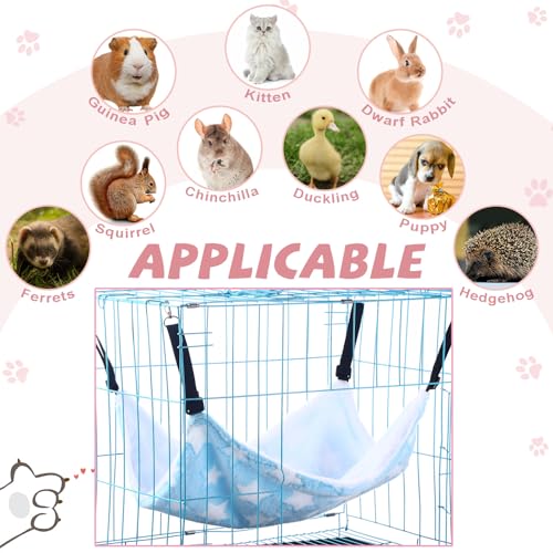 4 Pcs Cat Hammock for Cage Soft Hanging Pet Hammock Bed with Adjustable Straps and Metal Hooks Double Sided Bed for Large & Small Cats Ferret Rat Sugar Glider(Large Star,16 x 20 Inch) - size: 16 x 20 Inch