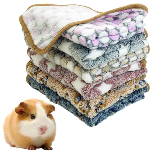 PINVNBY 6 PCS Guinea Pig Blankets Soft Fleece Bedding for Guinea Pigs Cage Washable & Reusable Small Animal Sleep Mat Pad for Hamster Ferret Chinchilla Hedgehog (30 x 20 Inch) - size: 30" x 20"(6 PCS)