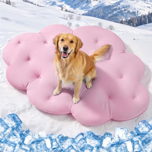 Q-Max>0.5 Dog Cooling Mat (Cool&Warm), 53''×40'', XL, Cloud Pink | Double-Sided Self-Cooling Mat for Dog, Pet Cool Pads for Summer, Crate, Kennel, Machine Washable, Cat Cool Bed, Non-Gel - color: Cloud-Pink, size: XL