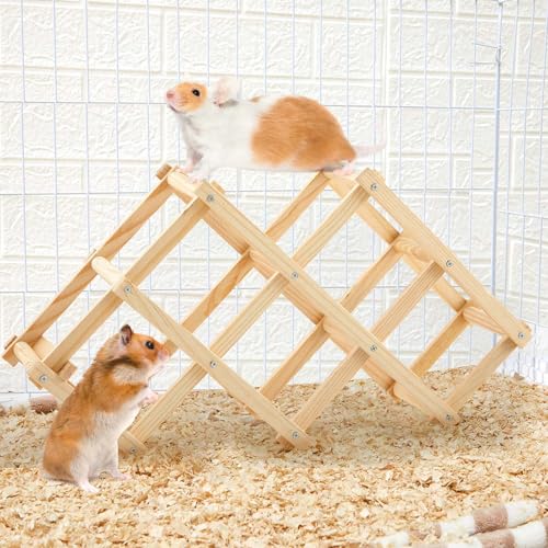CroBlissful Wooden Rat Climbing Toys, Pet Rat Cage Accessories Climbing Ladder, Hamster Educational Toys, Hanging Hamster Supply for Exploring Chewing Exercising