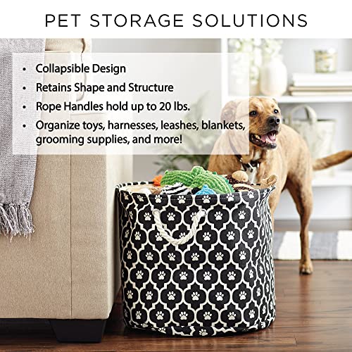 Bone Dry Pet Storage Collection Striped Paw Patch Bin, Small Round, Grayz, Medium Breeds - color: Gray, size: Small Round