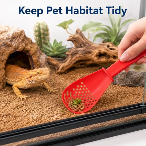 2 Pack Small Litter Scoop, Hamster Sand Bath Scoop, Plastic Litter Sifter for Small Animal Cage Cleaning, Chinchilla Gerbil Reptile Accessories