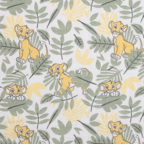 Disney Lion King 3 Piece Muslin Baby Swaddle Blanket Set 44x44 100% Cotton White - color: Lion King Sage