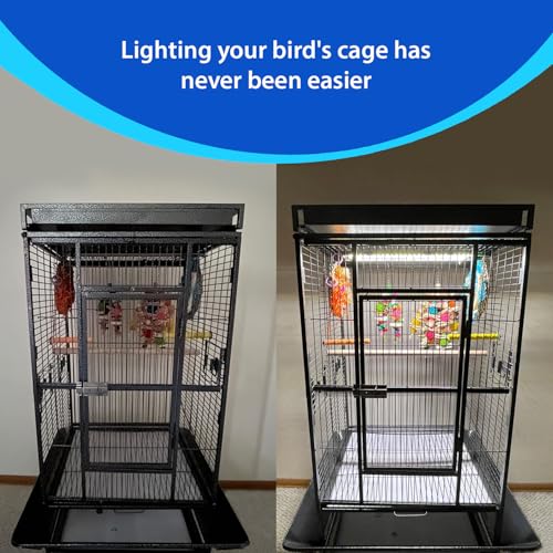 HappyBird Lighting Bird Cage Light with Chew Guard - Full Spectrum LED Pet Light - Simulates Natural Environment - Safe for Hookbill Birds – Easy to Install - (18" Long) - size: 18"