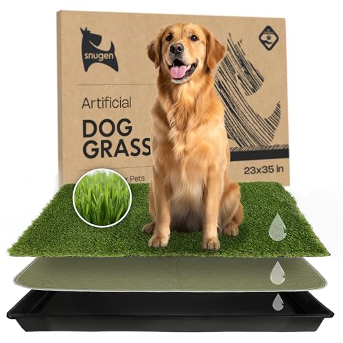 Dog Grass Pad with Tray 23”x35” – Soft-Touch Artificial Grass Pad for Dogs Potty with Pee Pads Washable & Puppy Porch Potty Tray – Dog Litter Box Indoor & Outdoor, Pet Turf for Puppy Toilet Training - color: 1 Pee Pad + Grass Patch + Tray