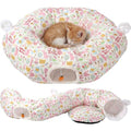 Aliceset Easter Bunny Cat Tunnel Bed for Indoor Cats 3ft x 3ft x 10in Foldable Cat Donut Tunnel with Washable Cushion Easter Rabbit Peekaboo Cave Toy for Small Kitten Kitty