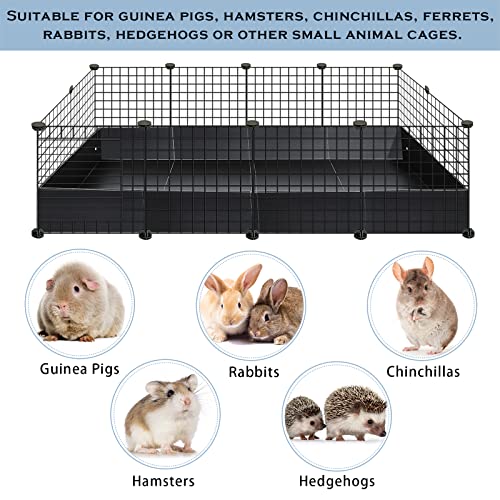 Geelin 55 × 27 Inches Black Corrugated Plastic Cage Liners Base 2 x 4 Panel Size Guinea Pig Cage Liner Waterproof Mat Hedgehogs Rabbits Bunny Small Animals Tray