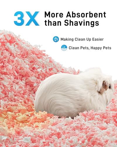 BUCATSTATE Hamster Bedding 101L, Truly 99% Dust-Free Paper Bedding, Blue | FSC-Certified Material, Expands 3X, Cozy Paper Bedding for Guinea Pigs, Colorful Hamster Cage Accessories with Odor Control - color: Rosy, size: 101L