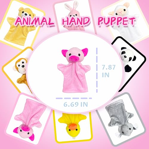 Pig Hand Puppets for Kids, Toddlers and Adults (1 Pack), Farm Animals Plush Finger Toys, Pig Stuffed Animals Storytelling Toys, Soft Hand Puppet for Classroom Prizes, Party Favors, Birthday - style: Pig