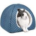 Rabbit Hideout Large Bunny Bed Washable Rabbit House | Fleece Hiding Hut for Indoor Bunnies Guinea Pigs, Small Animal Hideaway - color: Dark blue