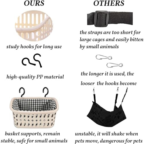JWShang Rat Hammock for Cage, Chew Proof Hanging Basket Bed with Sturdy Hooks, Pet Cage Accessories, Safe Cozy Small Animal Rodent Hammock for Sugar Glider Mice Snuggling Sleeping - color: Beige, size: Small