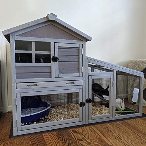Aivituvin Rabbit Hutch Outdoor Chickecn Coop Indoor Bunny Cage with Pull Out Tray,Upgrade Version,Removable Bottom Wire Mesh 53.4" L x 23.6" W x 38.1" H - color: Deep Grey