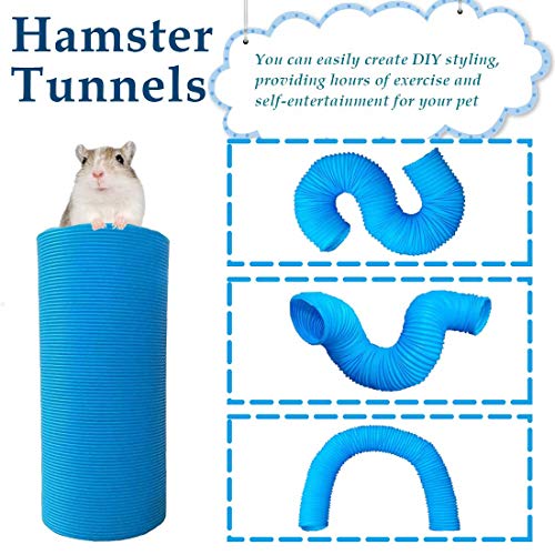 PINVNBY Hamster Fun Tunnels Pet Mouse Plastic Tube Toys Small Animal Foldable Exercising Training Hideout Tunnels for Guinea Pigs,Gerbils,Rats,Mice,Ferrets and Other Small Animals(2 PCS Blue) - color: 【Blue】