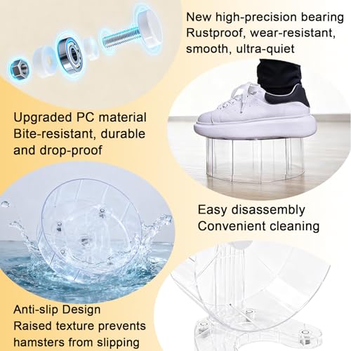 Hamster Wheel, 8.7" Super-Silent Exercise Wheels, Dual-Bearings Quiet Spinner Running Wheels, 3 Installation Methods, Fits Any Hamster Cage, Hamsters Toy for Dwarf Hamsters, Gerbils, and Small Pets. - color: Transparent, size: Large