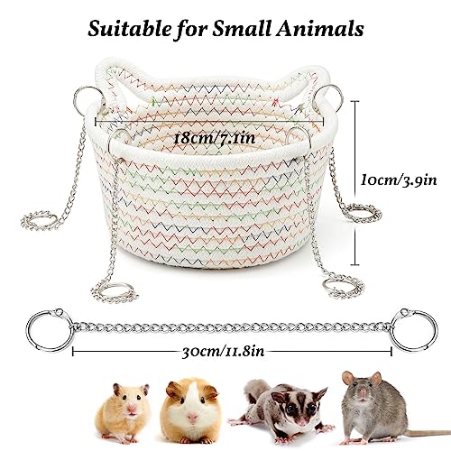 JWShang 2 Pack Sugar Glider Climbing Rope Toys, Sugar Glider Cage Accessories and Toys, Rat Hammocks for Cage Chew Proof, Rat Warm Bed, Small Animal Hanging Hammock