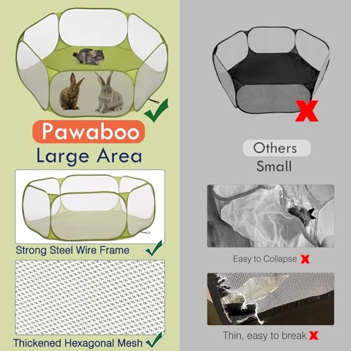 Pawaboo Small Animals Playpen, Green | Waterproof Small Pet Cage Tent, Strong Steel Wire Frame, Portable Outdoor - color: Avocado Green