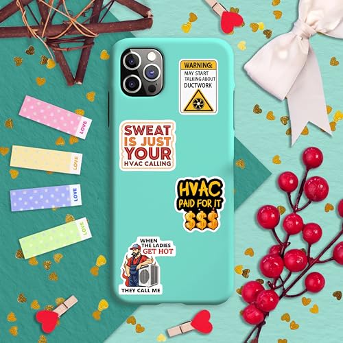 100Pcs HVAC Stickers Hard Hat, Water Bottle, Laptop – HVAC Toolbox Decals – Air Conditioning Stickers - Funny Hard Hat Decals - Gifts for Men & Women - color: Hvac Stickers