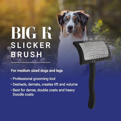 Chris Christensen Big K Dog Slicker Brush for Dogs (Goldendoodles, Labradoodles, Poodles), Groom Like a Professional, Fluff Detangle Style, Saves Time Energy, Black, Medium - color: Black, size: Medium