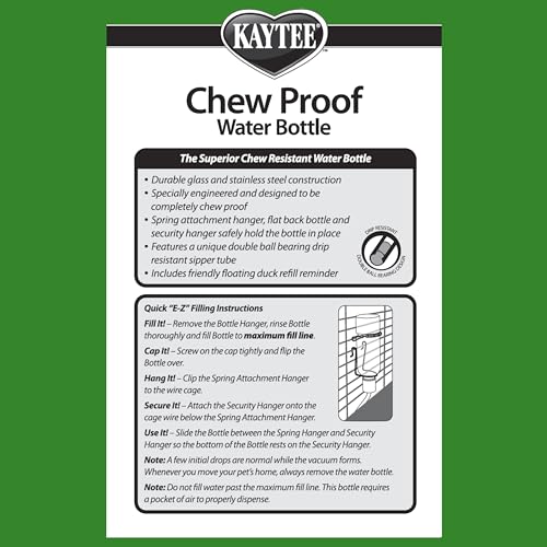 Kaytee Chew-Proof Water Bottle for Pet Ferrets and Rabbits, 26 oz - color: clear, size: 26-Ounce