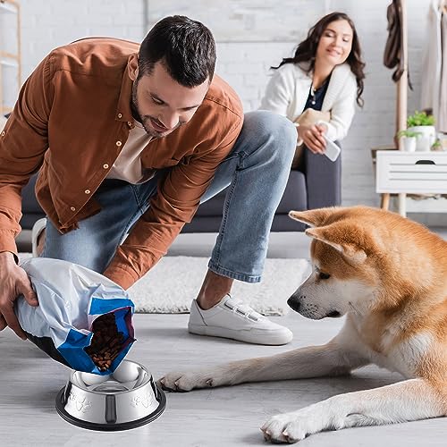 8 Pack Stainless Steel Dog Bowls Metal with Rubber Base Non-Slip Pets Puppy Cats Feeding Food and Water Bowls Dishwasher-Safe for Indoor Small Medium Large Dogs Cats Kitten Rabbit(7 oz) - size: 7 oz
