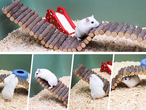 Rat Ladder Bridge, Wooden Hamster Climbing Ladder Toy, Small Animals Cage Accessories for Bird Parrot Hamster Mouse Rat Sugar Glider Hermit Crab Sugar Glider Chinchilla(23.62x3.14 Inches) - color: Apple Wood