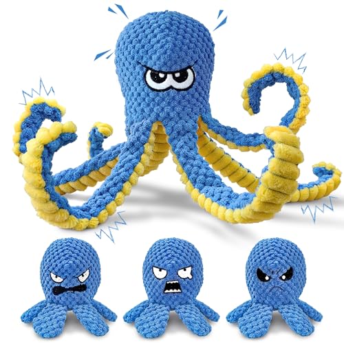 Interactive Dog Toys, 4 Pack Octopus Squeaky Hide And Seek Large Dog Toys | Tough Plush Chew Toy to Keep Them Busy, Tug of War Doggie Toy for Small,Medium and Large Breeds, Puppy Toys Puzzle - color: 4 Pack Octopus