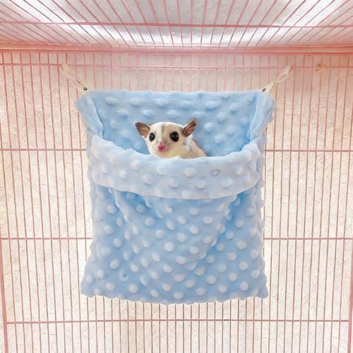 2 Pcs Sugar Glider Bonding Pouch Carrier Bag, Sugar Glider Bed Pouch, Sling Sleep Bag with Adjustable Strap for Hamster Hedgehog Gliders Ferret Squirrels Small Animal (Blue and Pink)