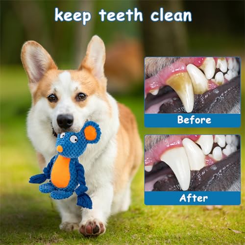 Plush Mouse Squeaky Dog Toy,for Aggressive Chewers | Built-In Squeaker,Natural Cotton Rope Legs,Reinforced Texture For Medium Dogs,Small Breed Teething,Machine Washable - color: mouse
