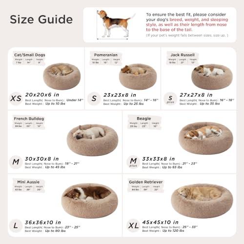 Bedsure Calming Cat Beds Donut Round Washable Kitten Bed,20 inches Darkgrey | Fluffy Faux Fur Cuddler,Machine Washable,Anti-Slip Bottom,Anti-Anxiety,Deep Sleeping for Cats&Small Pets Up to 15 Lbs - color: Dark Grey, size: 20"L x 20"W x 6"Th