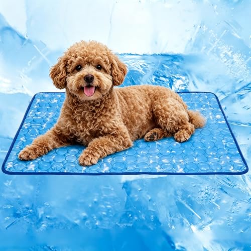 Dog Cooling Mat, Arc-Chill Cooling Fiber Self-Cooling Pad for Dogs - 28" x 22"Washable Non-Toxic Summer Pet Mat, Non-Slip Foldable Portable Soft Pad for Indoor Outdoor/Kennel Sofa Bed Floor Car - size: Large