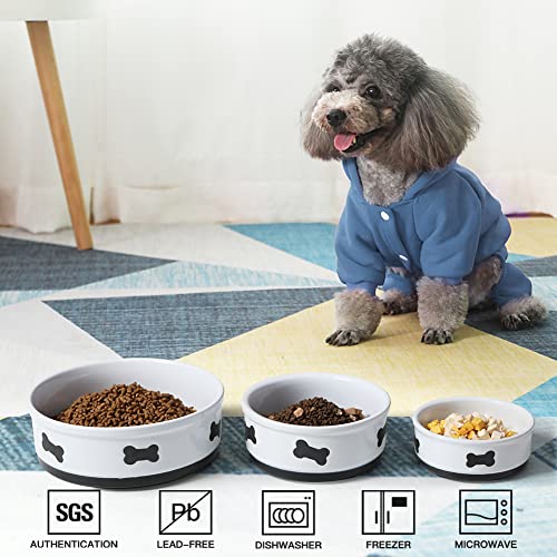 Sweejar Ceramic Dog Bowls with Bone Pattern, Dog Food Dish for Small Dogs, Porcelain Pet Bowl for Water 16 Fl Oz (Fog Blue) - color: Fog Blue, style: Bone Pattern,5.5"x 2.2"(16 Fl Oz)