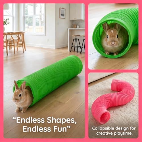 3 Packs Hamster Fun Tunnels, Pet Mouse Plastic Tube, Collapsible Plastic Tunnel, Tube Pet Hideaway, Training Hideout Tunnels for Guinea Pigs, Chinchillas, Rats, Ferrets, Dwarf Rabbits