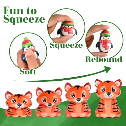 24PCS Party Favors for Kids, Animal Squishy Toys, Goodie Bag Pinata Fillers, Safari Wild Birthday Decorations, Treasure Chest Classroom Prizes,Easter Halloween Christmas Stocking Stuffers Gifts - style: Animal