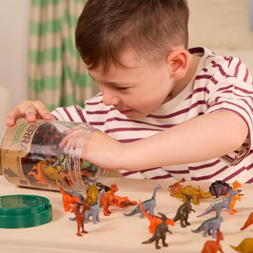 Terra by Battat Dinosaur Figures Tube, 60 Mini Plastic Dino Animals, Tubes | 60-piece mini dinosaur figures in a portable tube with 12 assorted dinosaur styles for play, collecting, crafts, 3+ Years - style: 60pcs Mini Dinosaurs