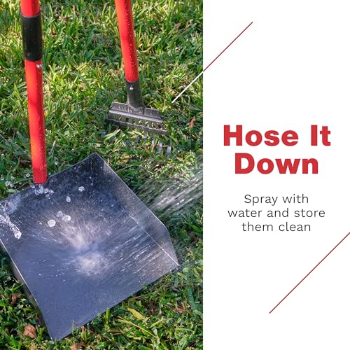 Pooper Scooper for Dogs, Heavy Duty Long Handle Rake, Spade & XL Tray | Rustproof Aluminum Poop Scooper for Large Dogs, 36+" Handles and 9”W 9.5”L Extra Large Tray for Yard, Grass, Dirt & Gravel - color: 3 Piece Set - X Large