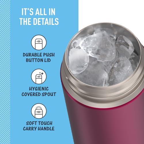 THERMOS FUNTAINER Water Bottle with Spout, 16oz, Dark Pink | Kids Stainless Steel Insulated Water Bottle, Keeps Drinks Cold Longer for School & Play, BPA-Free - color: Dark Pink, size: 16 Ounces