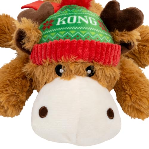 KONG Cozie Plush Dog Toy with Squeaker (Holiday Reindeer, Medium) - size: Medium, style: Holiday Reindeer