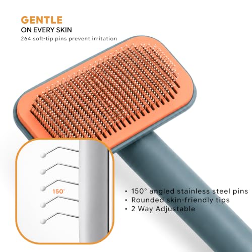Wolfster Large Self Cleaning Slicker Brush for Dogs & Cats, Skin Friendly Grooming & Hair Removal for Puppies & Long & Short Haired Pets - Parrot Gree - color: Parrot Green