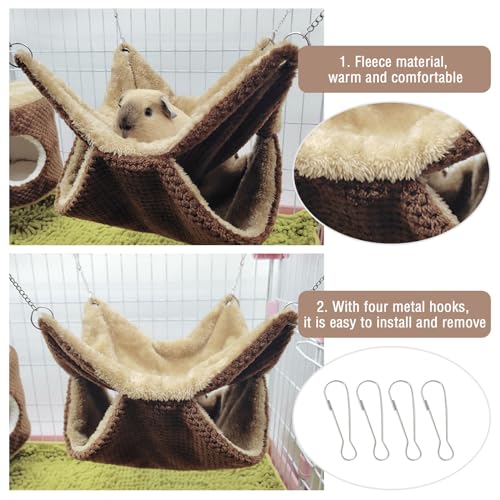 Yanmucy Double-Layer Fleece Rat Hammock House - Warm Soft Guinea Pig Hideout for Cage Accessories - Ferret Hamster Sleeping and Playing Hammock for Small Animals (Coffee) - color: Coffee