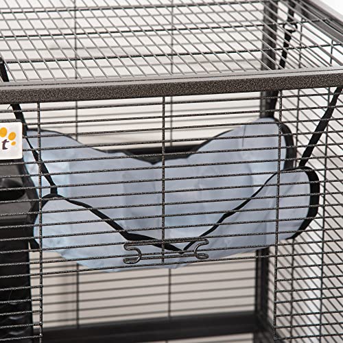 PawHut Metal Small Animal Cage, 4-Tiers Rolling Big Ferret Cage, Gray | with Hammock, Removable Tray, for Chinchilla, Sugar Glider - color: Grey, size: 20.5"L x 20.5"W x 44.8"H