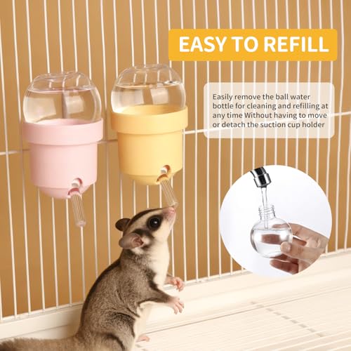 No Drip Hamster Water Bottle with Strong Suction Cup – 3.7oz Leak Proof Small Animal Water Bottle for Glass Tank & Acrylic Cage, Ideal for for Hamster, Sugar Glider, Guinea Pig Gerbil, Rat(Pink) - color: pink