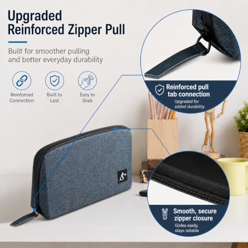 Small Electronics Organizer Travel Case, Cord and Cable Tech Bag Pouch | Compact soft tech Bag pouch for cables cords chargers earbuds and slim power bank water-resistant for travel, cruise and work - color: Blue, size: Small