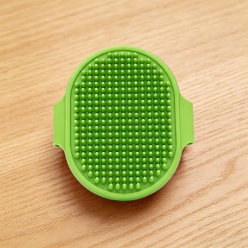 Pet Bath Brush with Massage Bristles,Grooming Tool for Gentle Cleaning and Shedding Removal on Cats and Dogs,Comfortable Handheld Design for Bath Time(Green)
