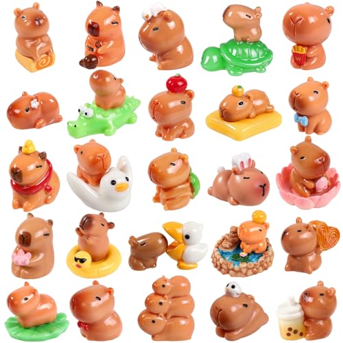 33 Pcs Mini Capybara Figurines 25 Style Adorable Resin Capybaras Miniatures Mini Capybara Cake Toppers Set for DIY Fairy Garden Car Dashboard Moss Landscape Home House Birthday Party Decor - style: 33Pcs-Capybara