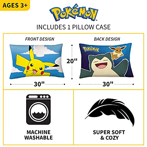Pokémon Kids Bedding Super Soft Microfiber Reversible Pillowcase, 20 in x 30 in, (Officially Licensed Product) by Franco - color: Pokemon
